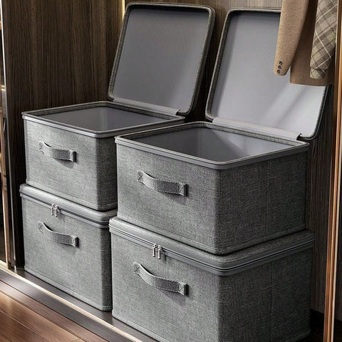 1pc Cationic Soft Cover Storage Box, Household Wardrobe Folding Storage Box For Clothes, Document And Certificate Organization Storage Box, Storage Box For Items